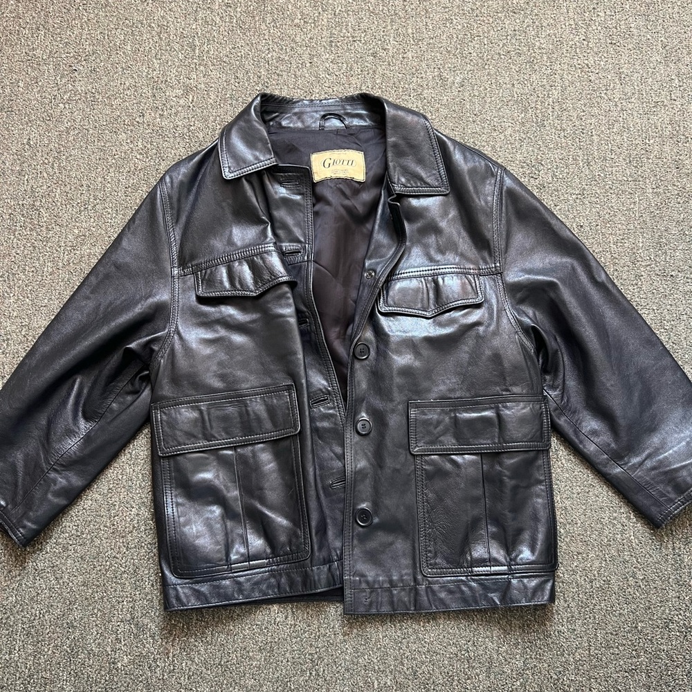 Bottega Giotti Leather Jacket Womens Small Black amado in Italy Authentic
